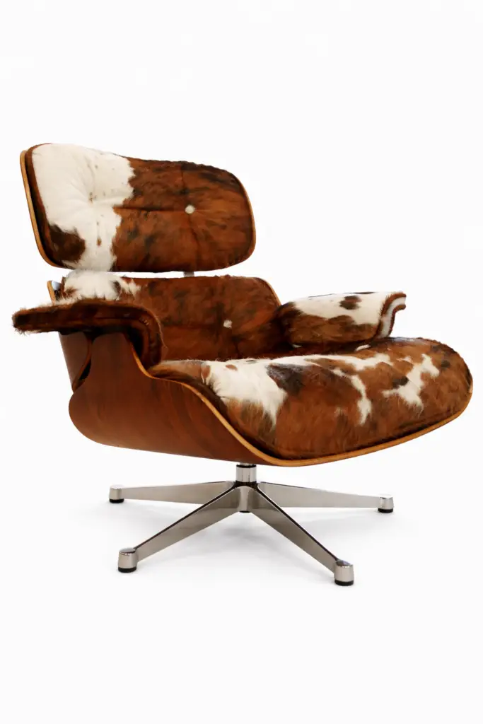 lounge chair mit kuhfell bezogen